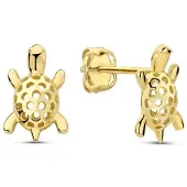New Bling - 9NBG-0862 - 14K geelgouden Oorknoppen – Schildpad – Dames Oorbellen