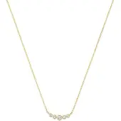 New Bling 9NBG-0954 14 Karaat Gouden Dames Ketting met Zirkonia - Vijf Zirkonia in Verschillende Groottes - Verstelbaar 43-48 cm
