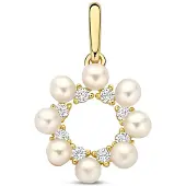 New Bling - 9NBG-0915 - 14K geelgouden Hanger – Witte Parel – Dames Hanger