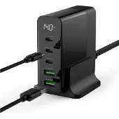 Ansmann GaN USB desktop snellader 140W (3x USB-C, 2x USB-A)