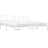 vidaXL Bedframe met hoofdbord metaal wit 193x203 cm
