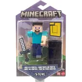Mattel Minecraft Steve Actiefiguur, 3,25 inch, met 1 Build-a-Portal stuk & 1 Accessoire, Bouwspeelgoed