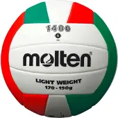 Molten V5C1400 volleyball, wit/groen/rood, 210 gram