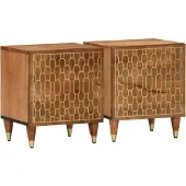 vidaXL Nachtkastjes 2 st 40x33x46 cm massief mangohout