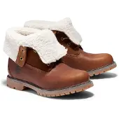 Timberland Dames Leren enkellaarsjes met opgerold bovenwerk en warme bruine voering (36 W), Leer, Plat, Veters, Casual TB18328R2421