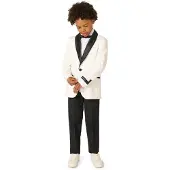 Opposuits kostuum Pearly White wit/zwart Jongens Polyester Reverskraag - maat 98/104