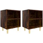 vidaXL Nachtkastjes 2 st met houten poten 40x30x50 cm gerookt eiken