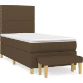 vidaXL Boxspring met matras stof donkerbruin 90x190 cm