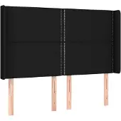 vidaXL Hoofdbord met randen 147x16x118/128 cm stof zwart