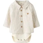 Lil´ Atelier Rompertje/body donkerbeige / wolwit