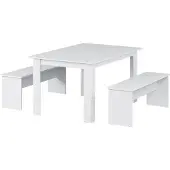 Vicco Sentio Eettafel set – 137.6 x 92.8 cm met 2 banken Wit
