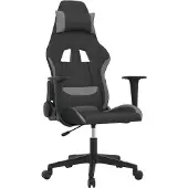 vidaXL Massage gamestoel stof zwart en lichtgrijs