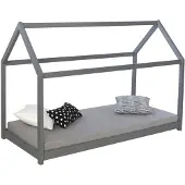 Homestyle4u Kinderbed - 80 x 160 cm - Huisbed - Grijs