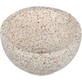 Differnz River Waskom 25 cm - Wastafel Opzetwastafel Terrazzo Beige - Wasbak Waskom Opbouw voor Wastafelblad of Wastafelmeubel - Spoelbak Compact met Ø45 mm Afvoer - 25 x 12 cm