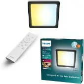 Philips Plafondlamp Valen Vierkant Zwart 29,5 cm (incl. afstandsbediening)