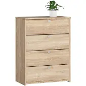 NORE Rubin Schoenkast 66 cm - 4 Uitslaande Deuren - Sonoma Eiken Design
