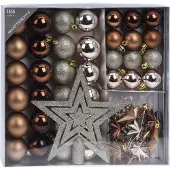 Ambiance H&S Kerstballen met slingers en piek - 44st kunststof bruin - 4-5 cm