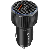 Swissten 38W Autolader - USB-C PD + USB-A - Snellader - Zwart