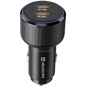 Swissten 50W Autolader - 2x USB-C PD - Snellader - Zwart