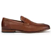 WITTCHEN Heren Leren Mocassins met Visgraatmotief, Lichtbruin, Natuurlijk Leer
