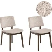Beliani BLANE - Eetkamerstoel set van 2 - Donkerbruin/Taupe - Bouclé