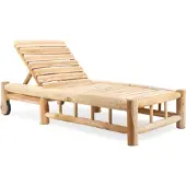 Benoa Ligstoel met Wielen Barney Teak (Naturel, 200x70x35cm)