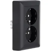 Gira E2 contactdoos inbouw - 2-voudig - randaarde - zwart