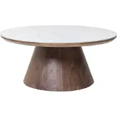 Giga Meubel Salontafel Alba Walnoot Marmer 80cm Rond