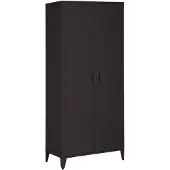 Sweeek Industriële metalen kledingkast hangruimte en planken 2 deuren 80cm Zwart