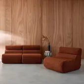Sweeek Stoffen fauteuils getextureerde bouclé 1 zitplaats (set van 3) Terracotta