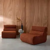 Sweeek Stoffen fauteuils getextureerde bouclé 1 zitplaats (set van 2) Terracotta