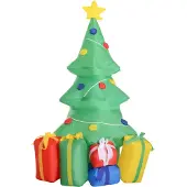 HOMCOM Opblaasbare kerstboom 150 cm met led verlichting