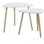 Vicco Twino Salontafel – 48 x 45 cm Set van 2 Wit/Sonoma