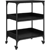 vidaXL Keukenwagen, zwart, eikenhoutlook, 60 x 41 x 80,5 cm