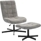 HOMCOM -Relaxfauteuil met voetenbank - Fluweel (100% polyester) - 66x80x104cm - Grijs