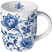 Ambiente Mok 0.2 L Delft Blauw Florals Wit wit Aardewerk Beker