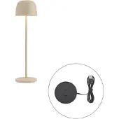 QAZQA Tafellamp beige incl. LED oplaadbaar met laadstation IP65 - Raika