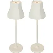 QAZQA Set van 2 retro tafellampen off-white oplaadbaar IP44 - Granny