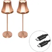 QAZQA Set van 2 retro tafellampen koper oplaadbaar IP44 - Granny