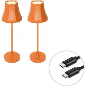 QAZQA Set van 2 Retro tafellampen oranje oplaadbaar IP44 - Granny
