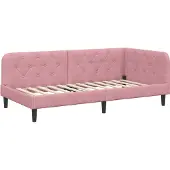 vidaXL Hoek Bed Frame Roze 100 x 200 cm Fluweel
