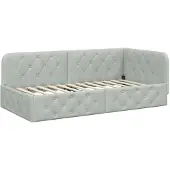 vidaXL Hoek Bed Frame Lichtgrijs 90 x 200 cm Fluweel