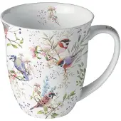 Ambiente Mok 0.4 L Busy Birds Wit wit Aardewerk Beker