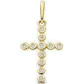 New Bling - 9NBG-0941 - 14K geelgouden hanger – kruisvorm – met zirkonia
