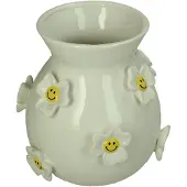 HD Collection Vase Flower Smiley Dolomite White 19.7x19x20.2cm