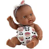 Paola Reina Puppegie Hebe babypop donker meisje met bruine ogen 21cm