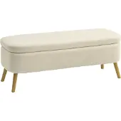 HOMCOM -Opbergpoef-Fleece Teddy (100% polyester)-120x42x45cm-Beige