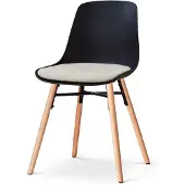 Nolon Nena-Liv Eetkamerstoel zwart met naturelbeige Zitkussen - houten onderstel