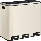 Songmics Afvalscheidingssysteem – 3 compartimenten (3×18L) – Met deksels – Zandbeige