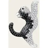 MOOYE ® - Collectie Zilveren Kat groot met zwart/witte zirkonia's gerhodineerd
